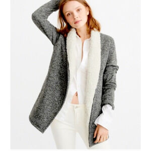Abercrombie & Fitch Womens Cardigan Small Gray Sherpa Lined Pockets Open Front